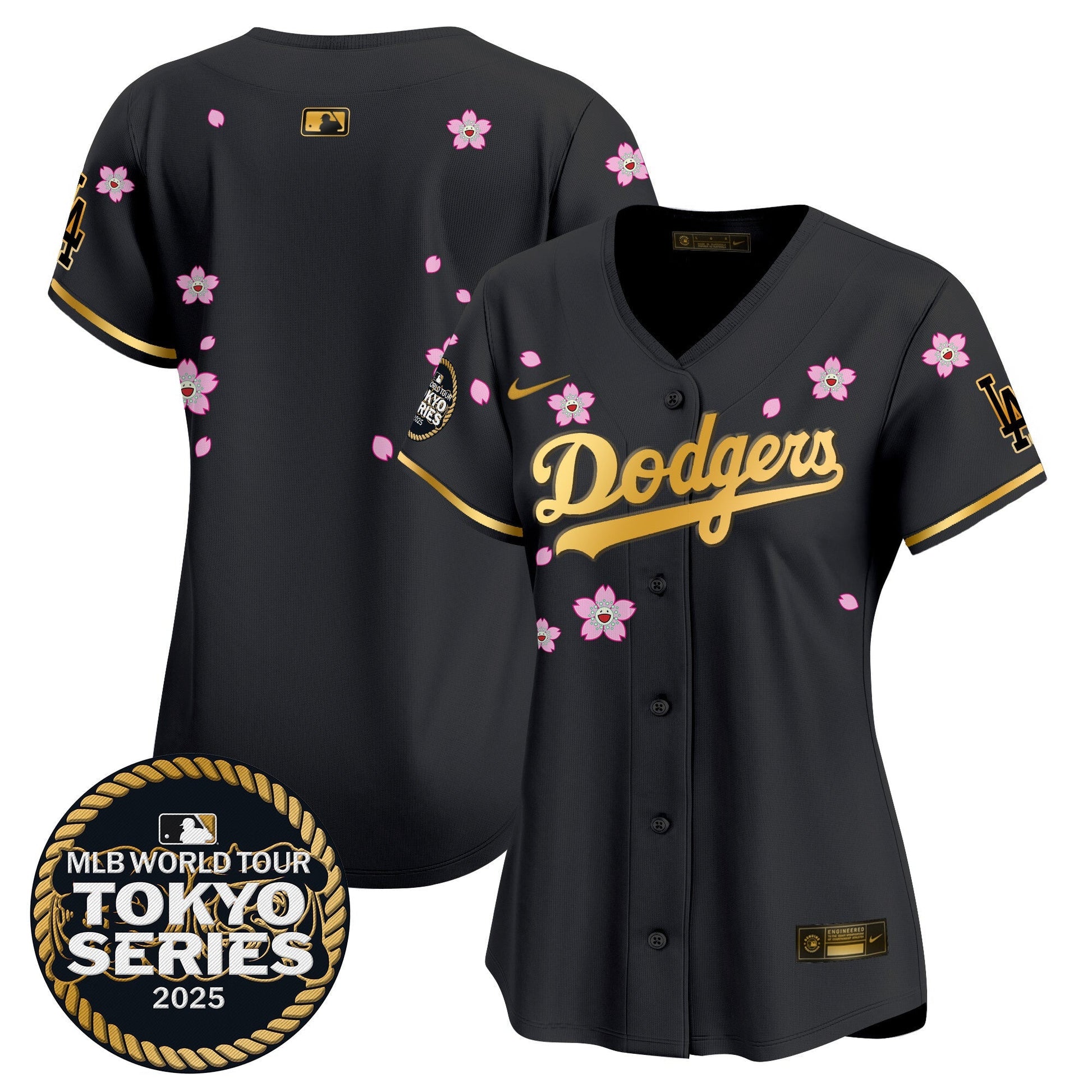 Women's Dodgers Tokyo Series 2025 Gold Trim Vapor Premier Limited Jersey V2 - Stitched