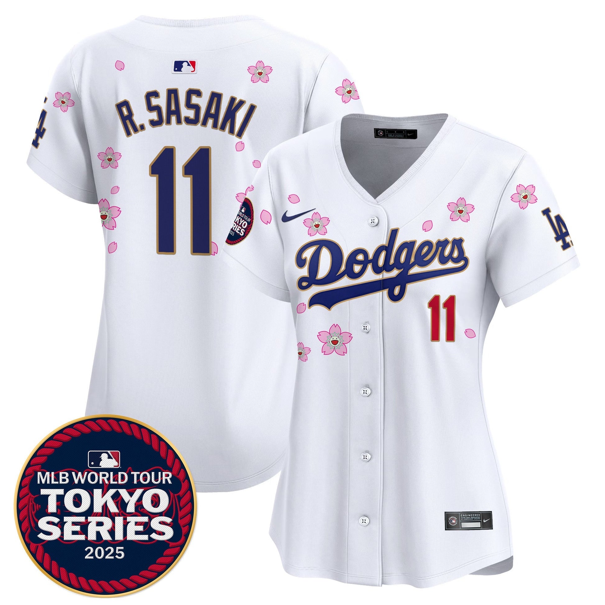 Women's Dodgers Tokyo Series 2025 Gold Trim Vapor Premier Limited Jersey V2 - Stitched