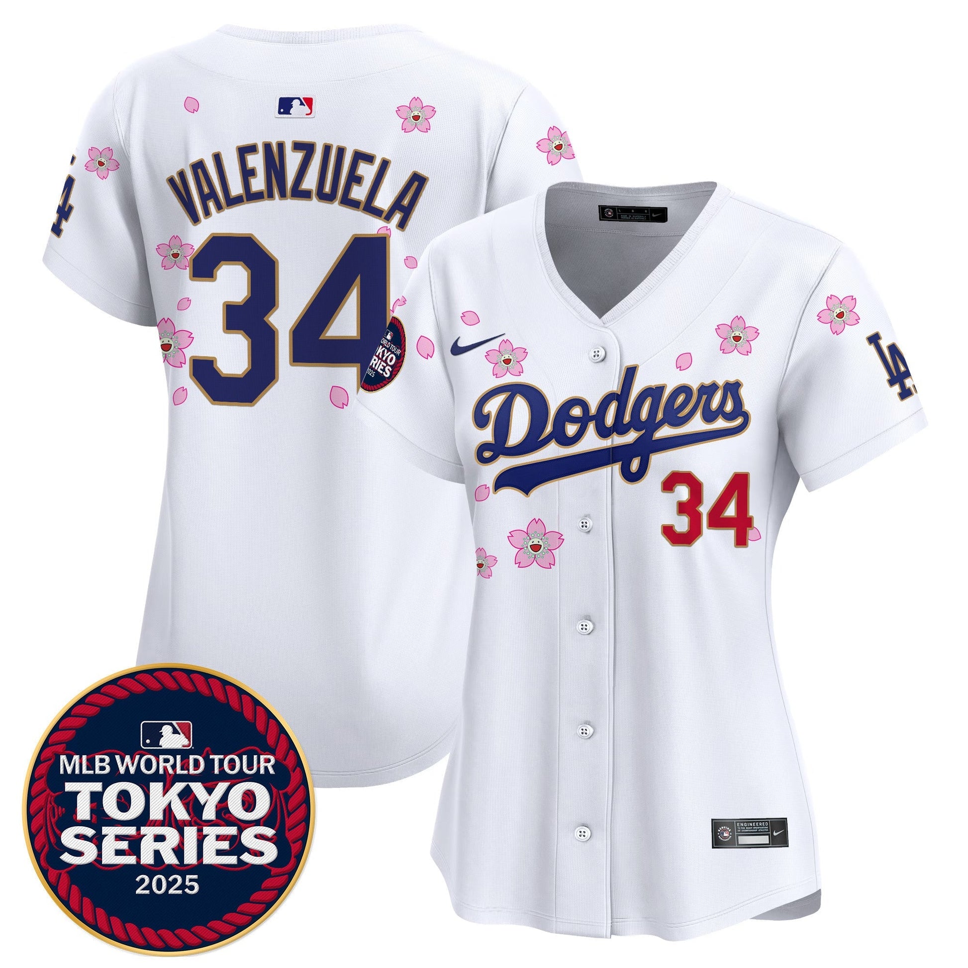 Women's Dodgers Tokyo Series 2025 Gold Trim Vapor Premier Limited Jersey V2 - Stitched