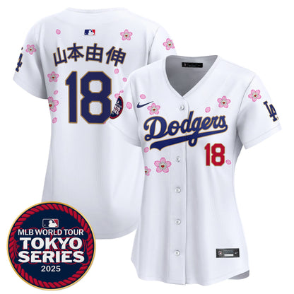 Women's Dodgers Tokyo Series 2025 Gold Trim Vapor Premier Limited Jersey V2 - Stitched