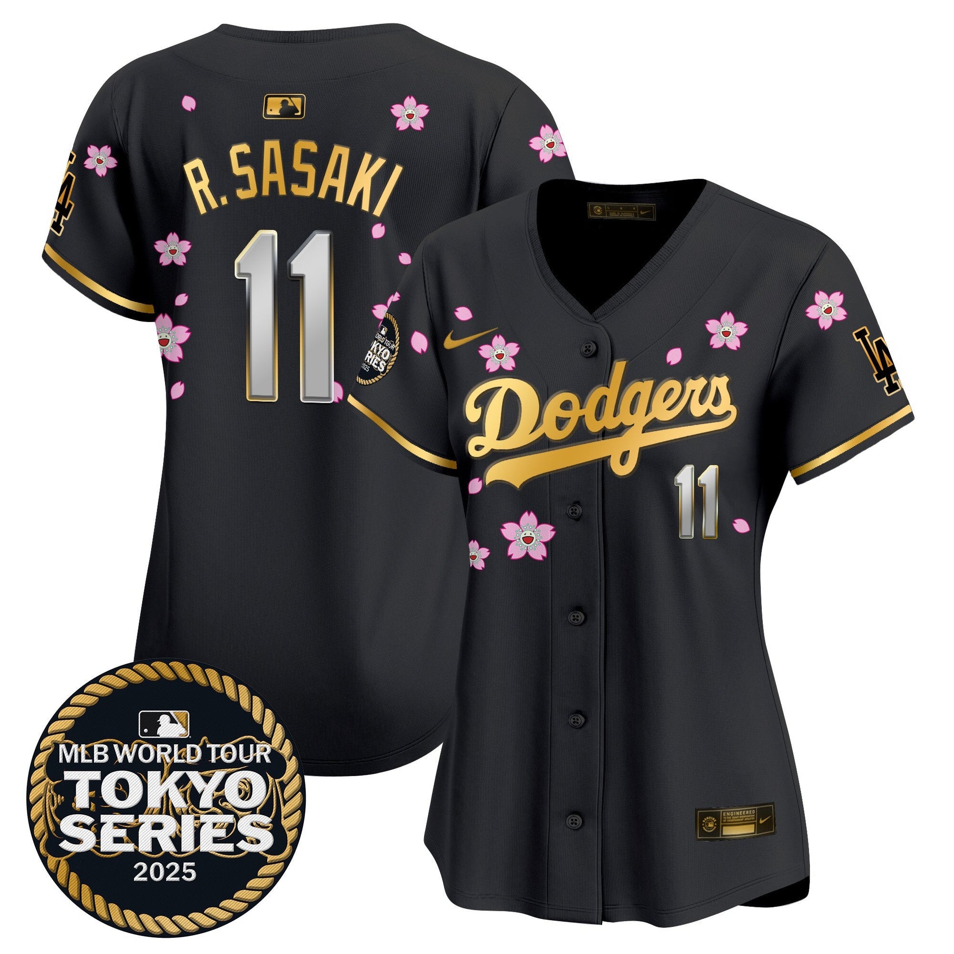 Women's Dodgers Tokyo Series 2025 Gold Trim Vapor Premier Limited Jersey V2 - Stitched