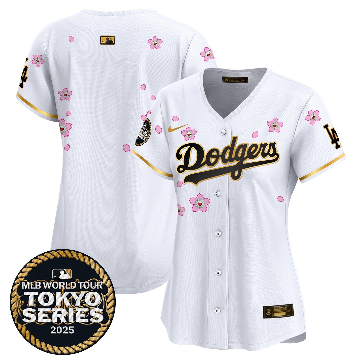 Women's Dodgers Tokyo Series 2025 Gold Trim Vapor Premier Limited Jersey V2 - Stitched