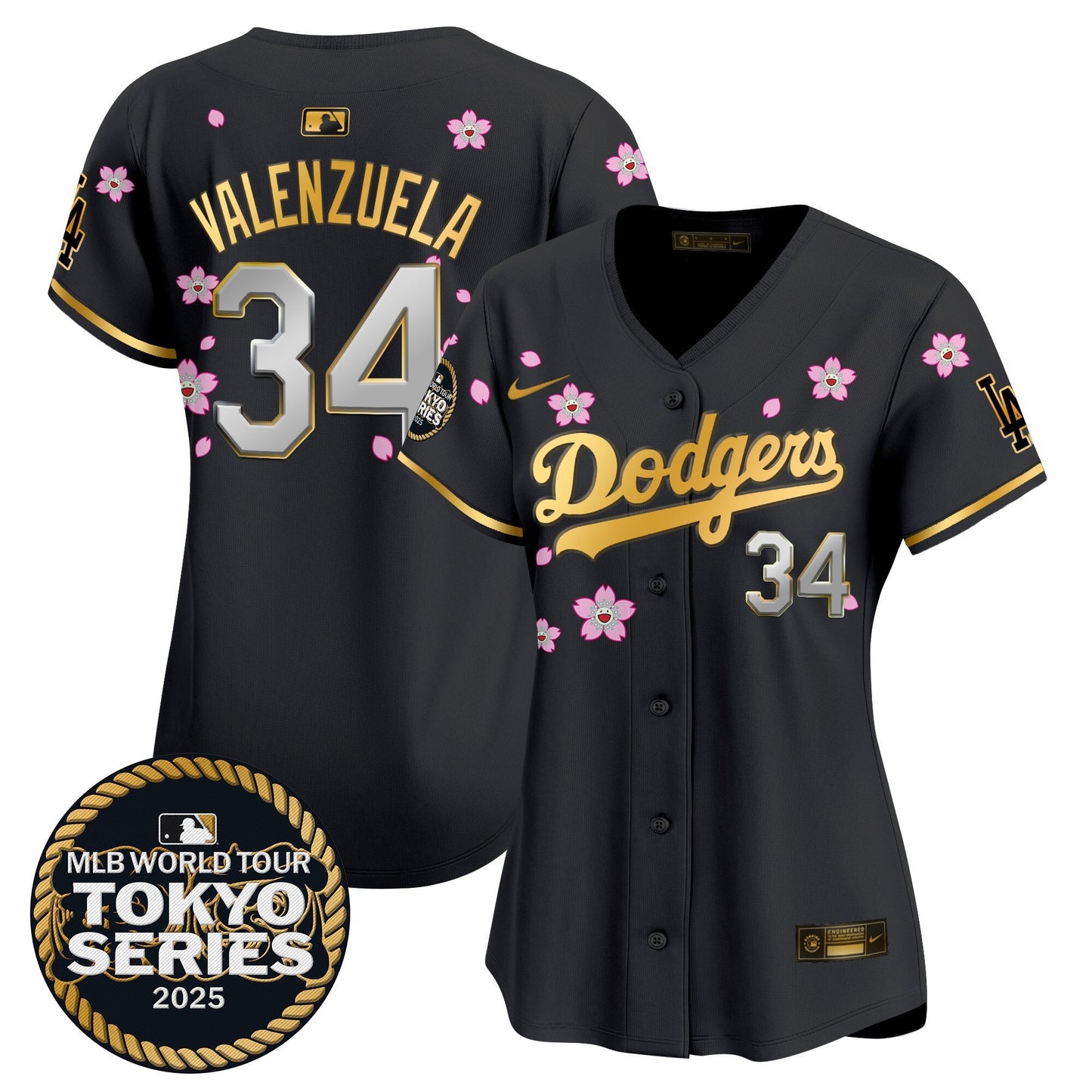 Women's Dodgers Tokyo Series 2025 Gold Trim Vapor Premier Limited Jersey V2 - Stitched