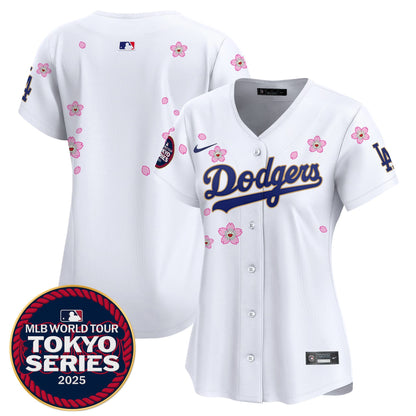 Women's Dodgers Tokyo Series 2025 Gold Trim Vapor Premier Limited Jersey V2 - Stitched