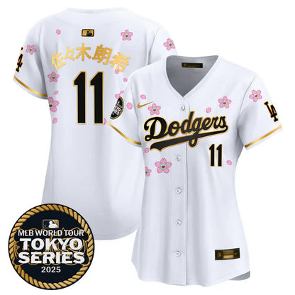 Women's Dodgers Tokyo Series 2025 Gold Trim Vapor Premier Limited Jersey - Stitched