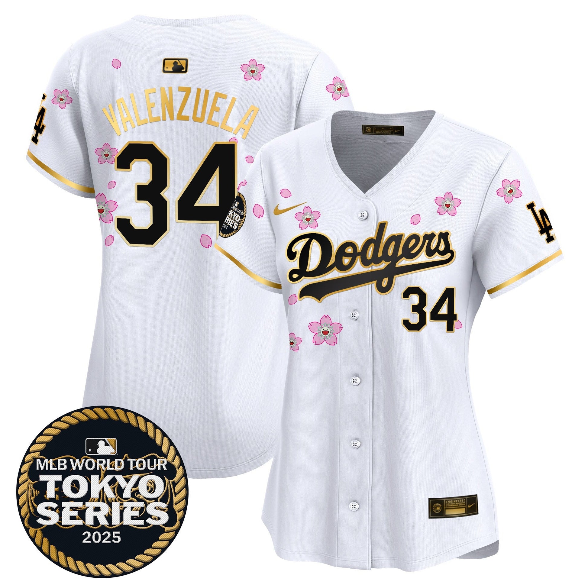 Women's Dodgers Tokyo Series 2025 Gold Trim Vapor Premier Limited Jersey V2 - Stitched