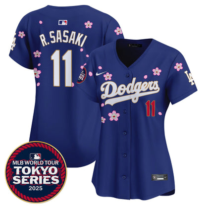 Women's Dodgers Tokyo Series 2025 Gold Trim Vapor Premier Limited Jersey - Stitched