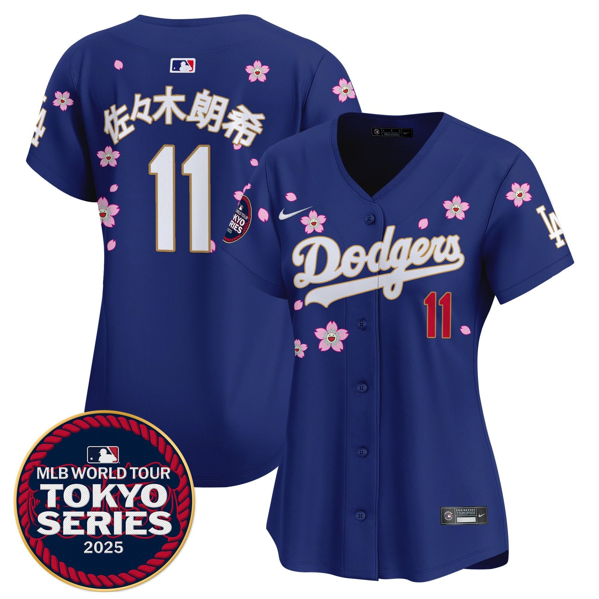 Women's Dodgers Tokyo Series 2025 Gold Trim Vapor Premier Limited Jersey V2 - Stitched