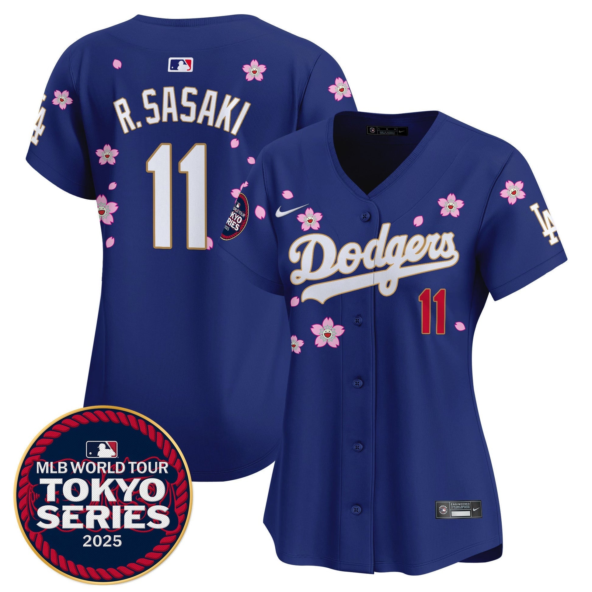 Women's Dodgers Tokyo Series 2025 Gold Trim Vapor Premier Limited Jersey V2 - Stitched