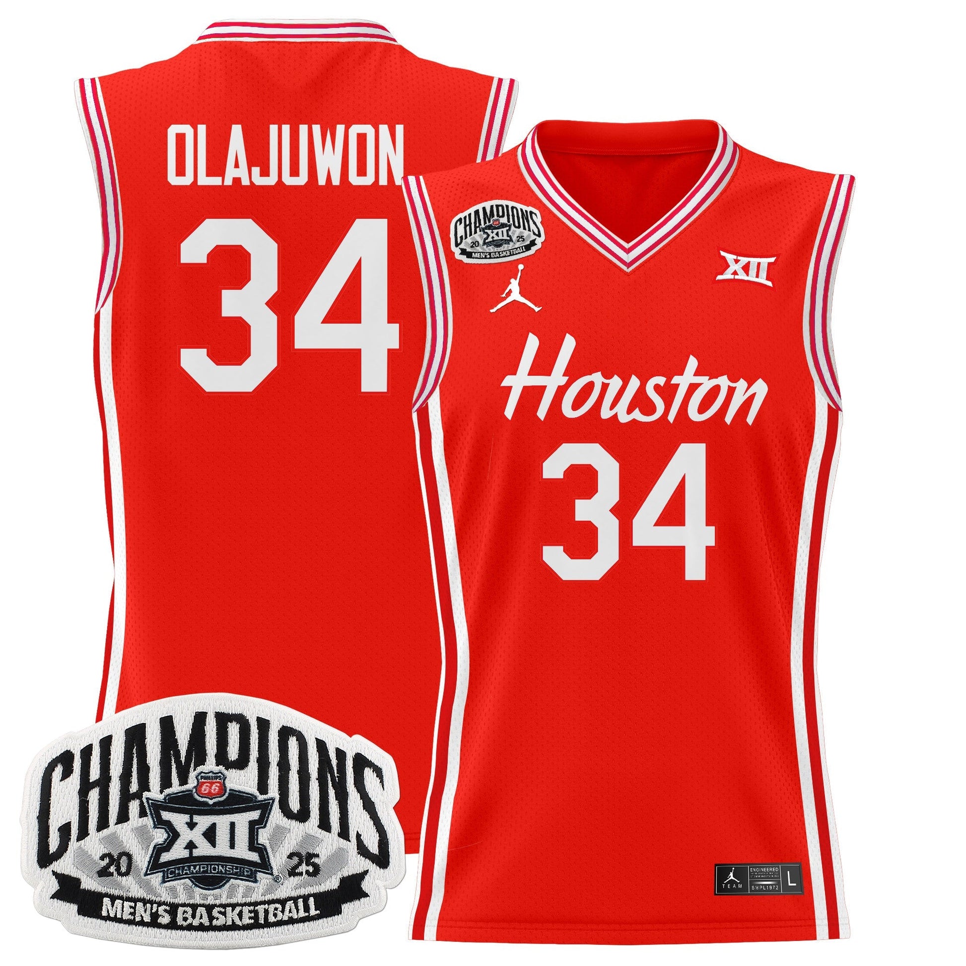 Men's Houston Cougar 2025 Big 12 Tournament Champions Basketball Jersey - All Stitched