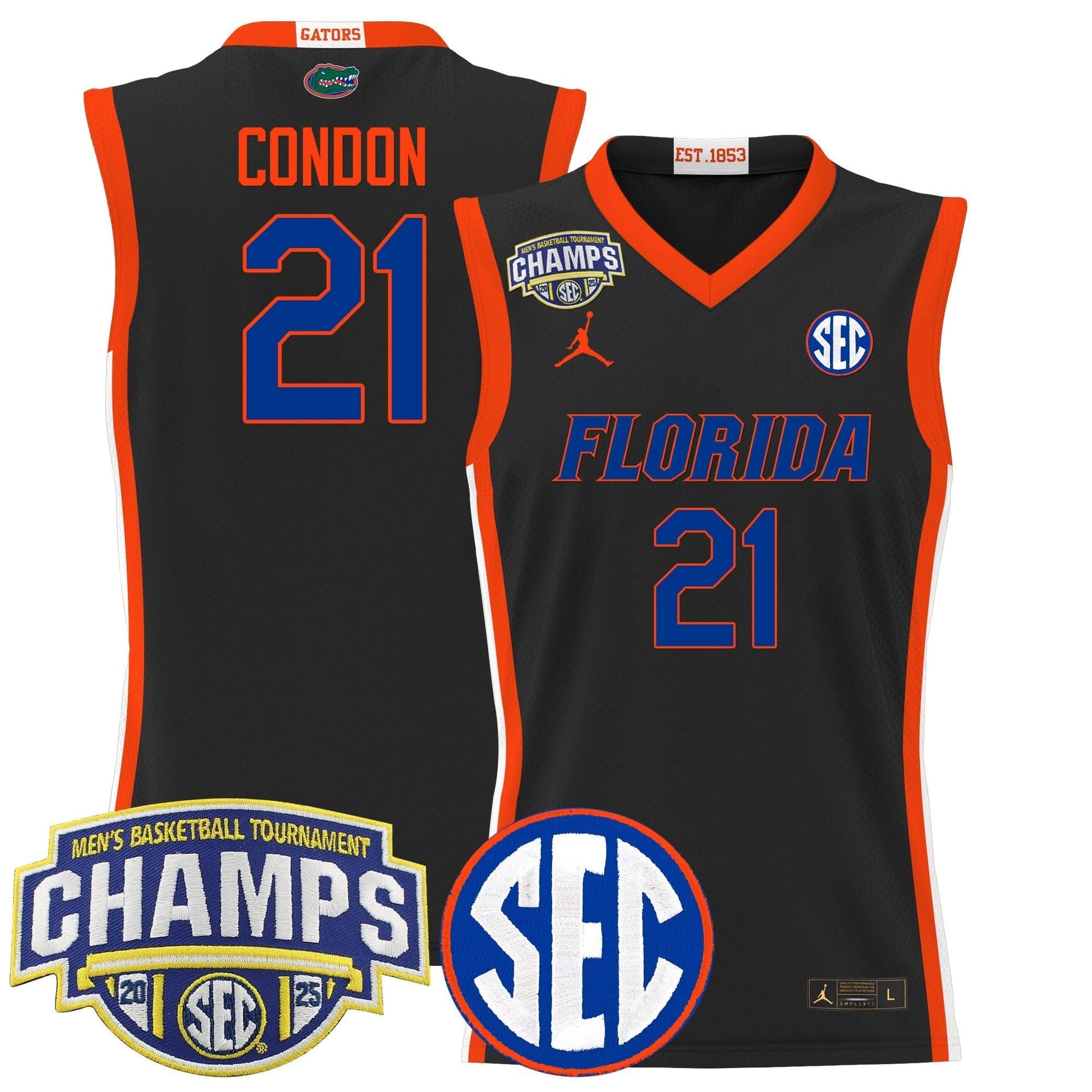 Men's Florida Gators 2025 SEC Conference Tournament Champions Basketball Jersey - All Stitched