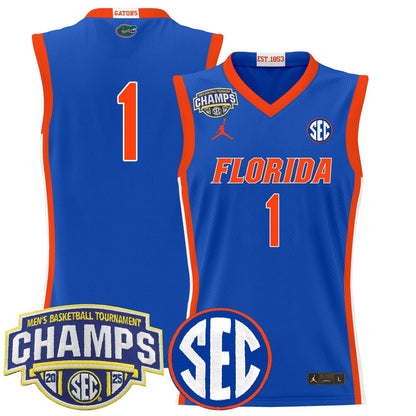 Men's Florida Gators 2025 SEC Conference Tournament Champions Basketball Jersey - All Stitched