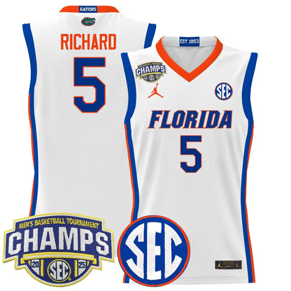 Men's Florida Gators 2025 SEC Conference Tournament Champions Basketball Jersey - All Stitched