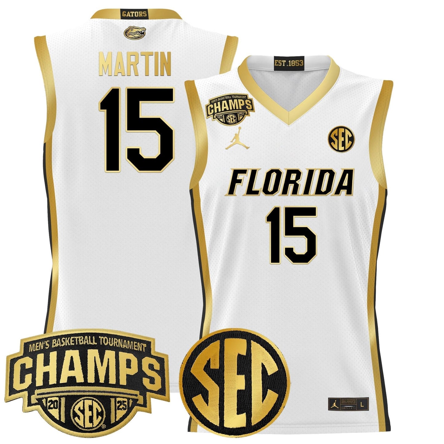 Men's Florida Gators 2025 SEC Conference Tournament Champions Basketball Jersey - All Stitched