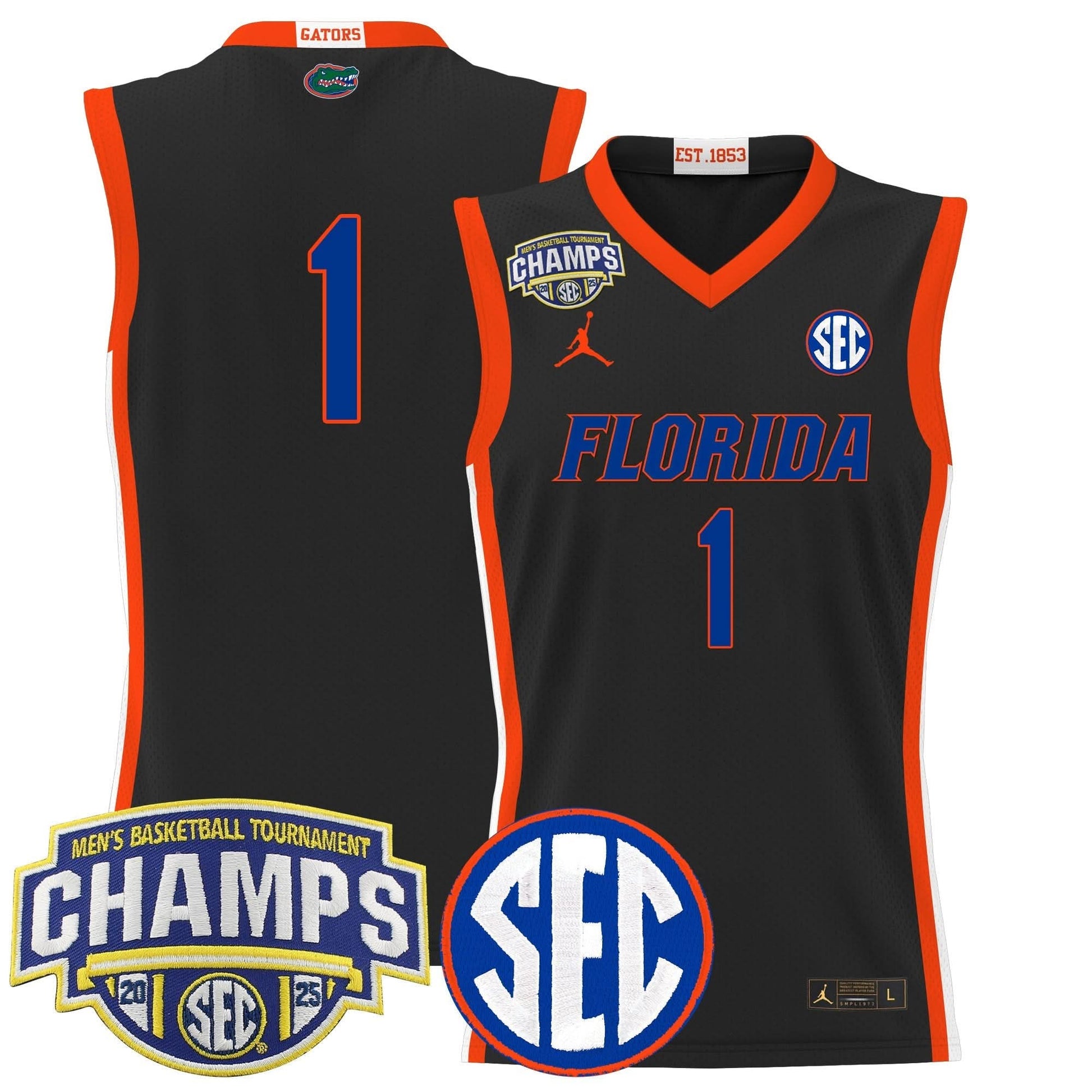 Men's Florida Gators 2025 SEC Conference Tournament Champions Basketball Jersey - All Stitched