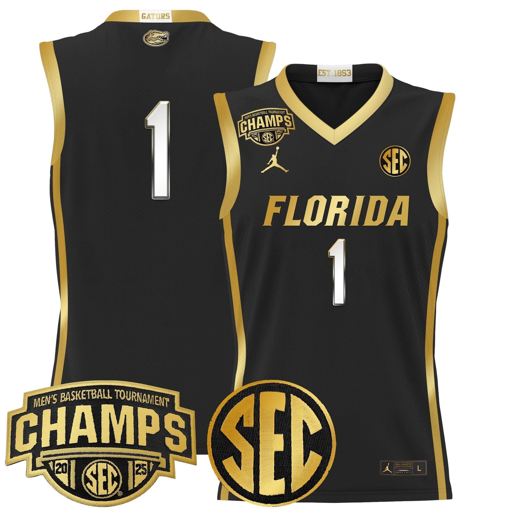 Men's Florida Gators 2025 SEC Conference Tournament Champions Basketball Jersey - All Stitched