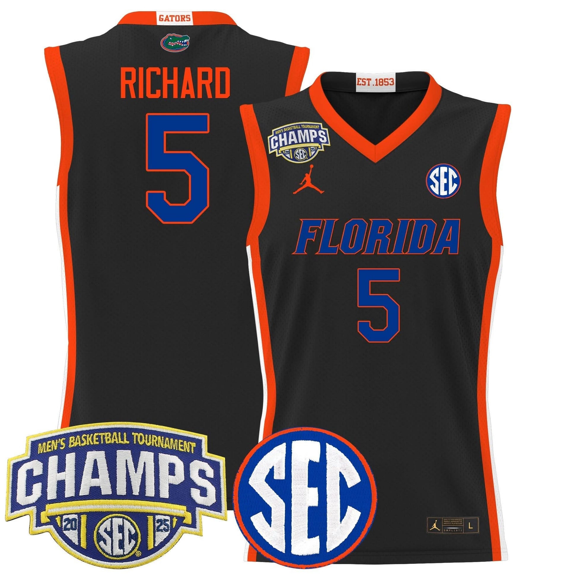 Men's Florida Gators 2025 SEC Conference Tournament Champions Basketball Jersey - All Stitched