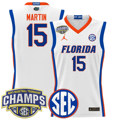 Men's Florida Gators 2025 SEC Conference Tournament Champions Basketball Jersey - All Stitched