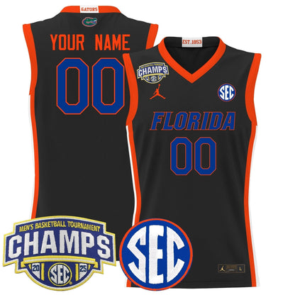 Florida Gators 2025 SEC Conference Tournament Champions Basketball Custom Jersey - All Stitched