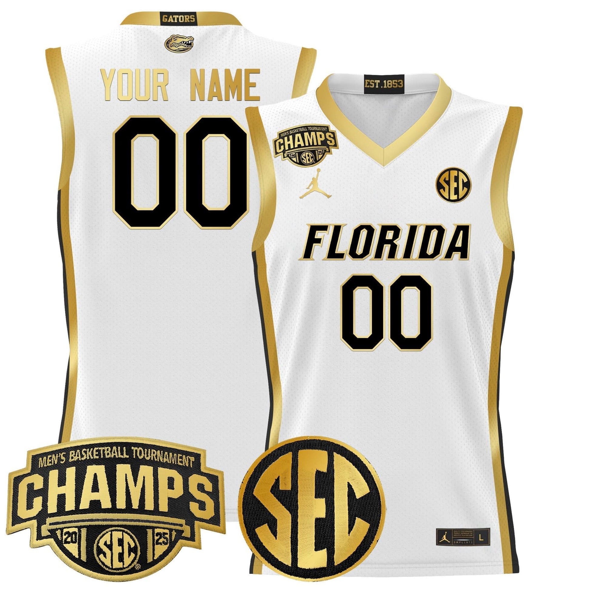 Florida Gators 2025 SEC Conference Tournament Champions Basketball Custom Jersey - All Stitched