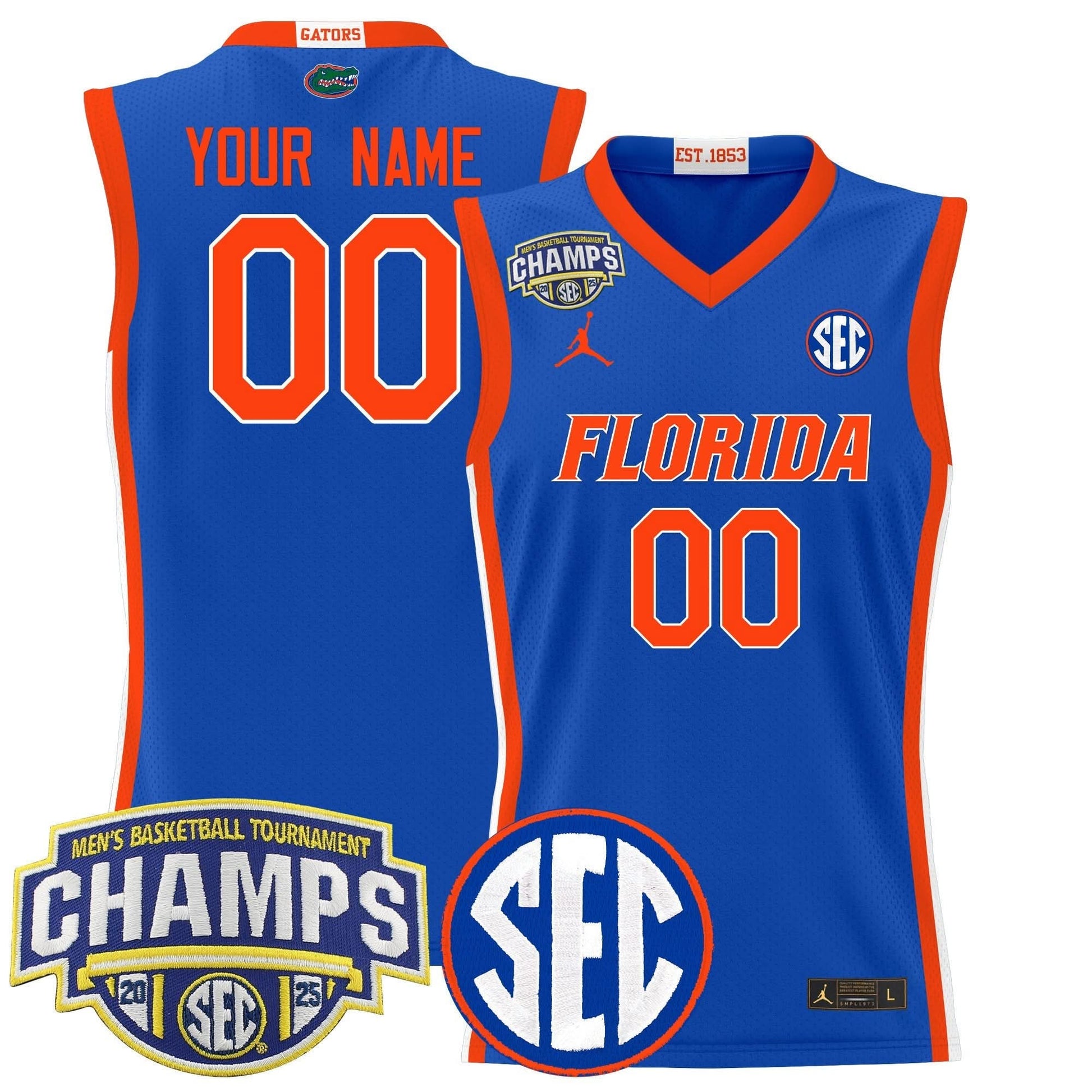 Florida Gators 2025 SEC Conference Tournament Champions Basketball Custom Jersey - All Stitched