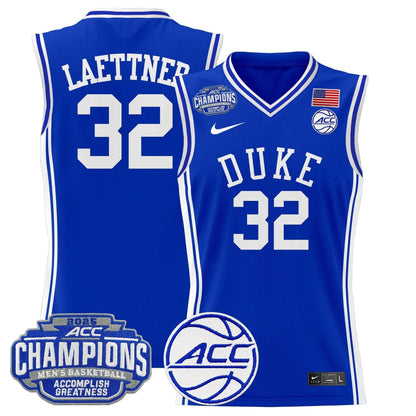 Men's Duke Blue Devils 2025 ACC Conference Tournament Champions Basketball Jersey - All Stitched