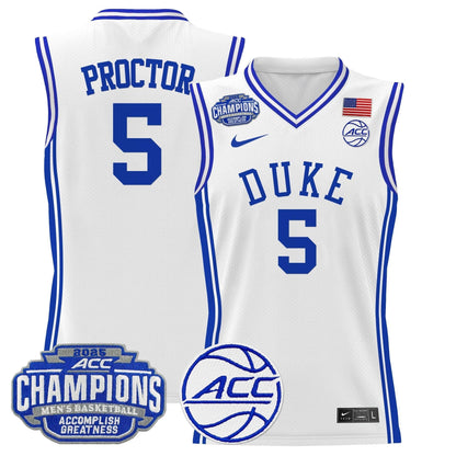 Men's Duke Blue Devils 2025 ACC Conference Tournament Champions Basketball Jersey - All Stitched