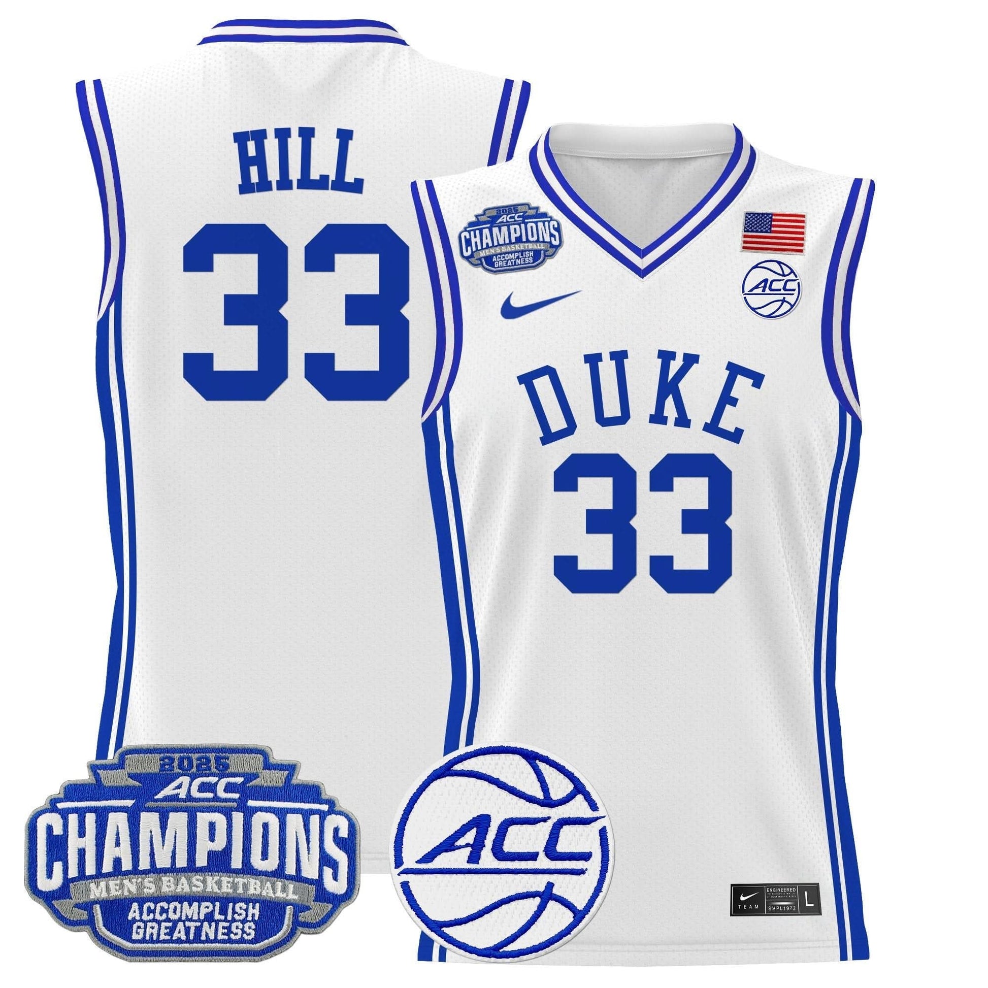 Men's Duke Blue Devils 2025 ACC Conference Tournament Champions Basketball Jersey - All Stitched