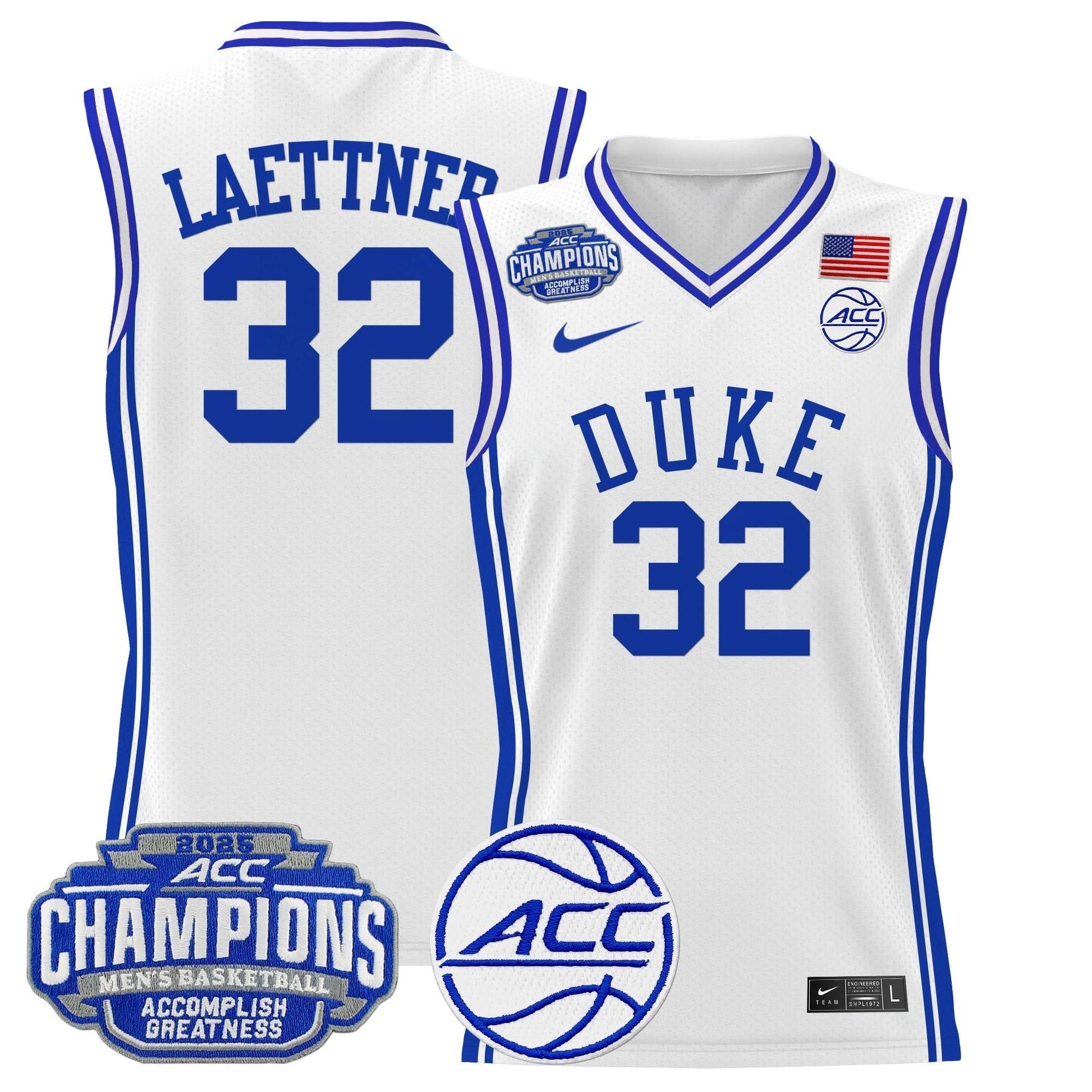 Men's Duke Blue Devils 2025 ACC Conference Tournament Champions Basketball Jersey - All Stitched