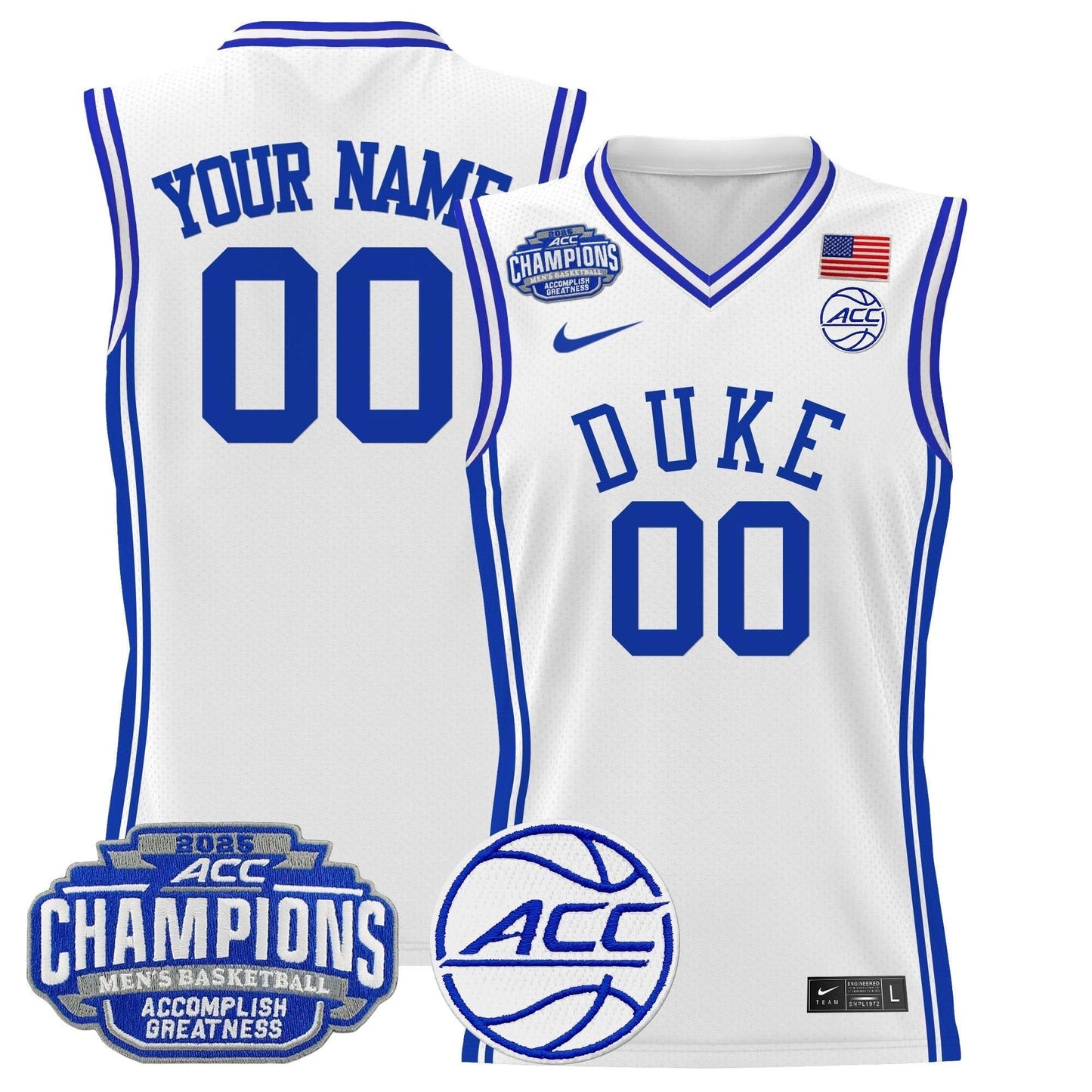 Duke Blue Devils 2025 ACC Conference Tournament Champions Basketball Custom Jersey - All Stitched