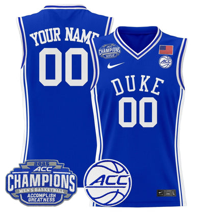 Duke Blue Devils 2025 ACC Conference Tournament Champions Basketball Custom Jersey - All Stitched