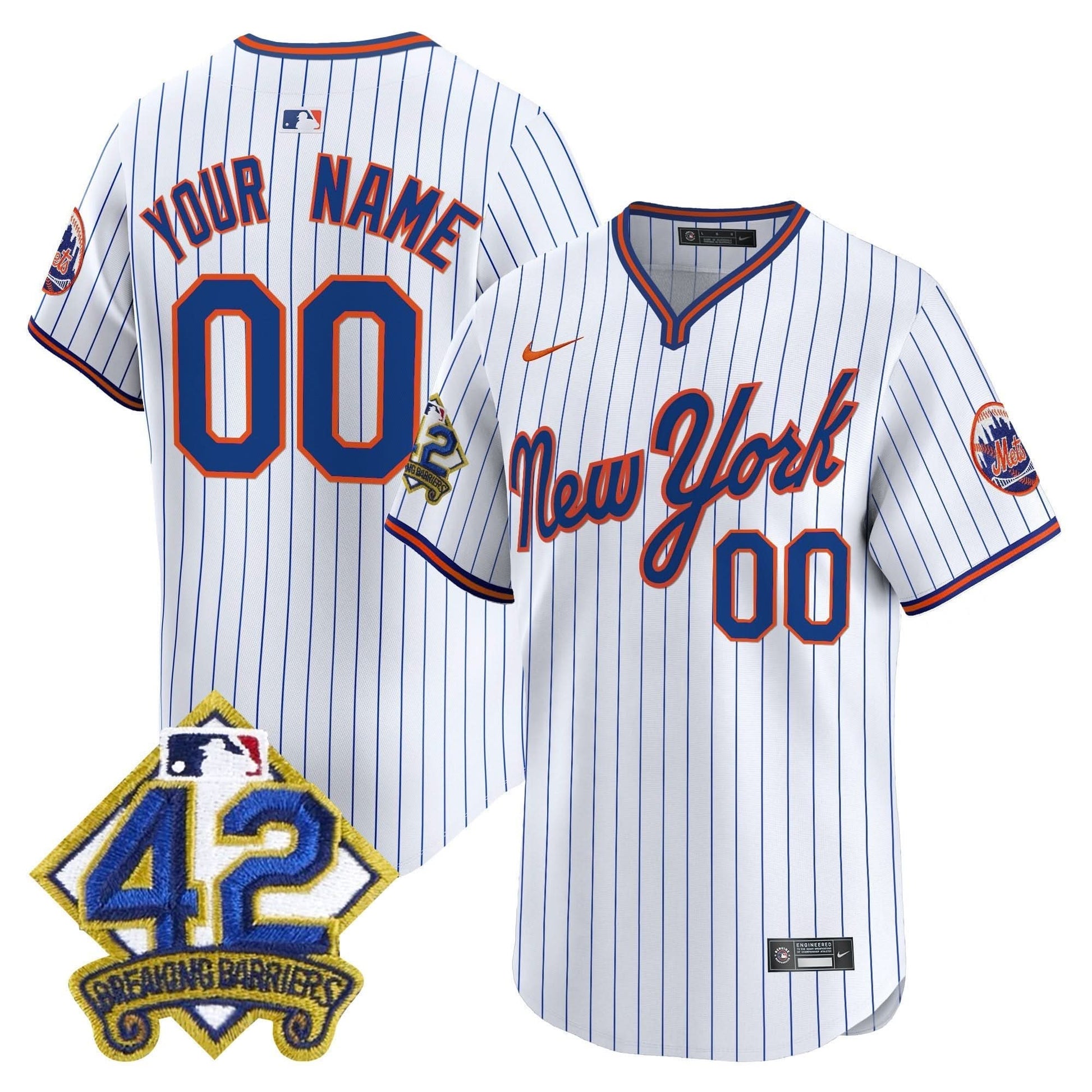 New York Mets 2025 Jackie Robinson Patch Road Alternate Custom Jersey – All Stitched