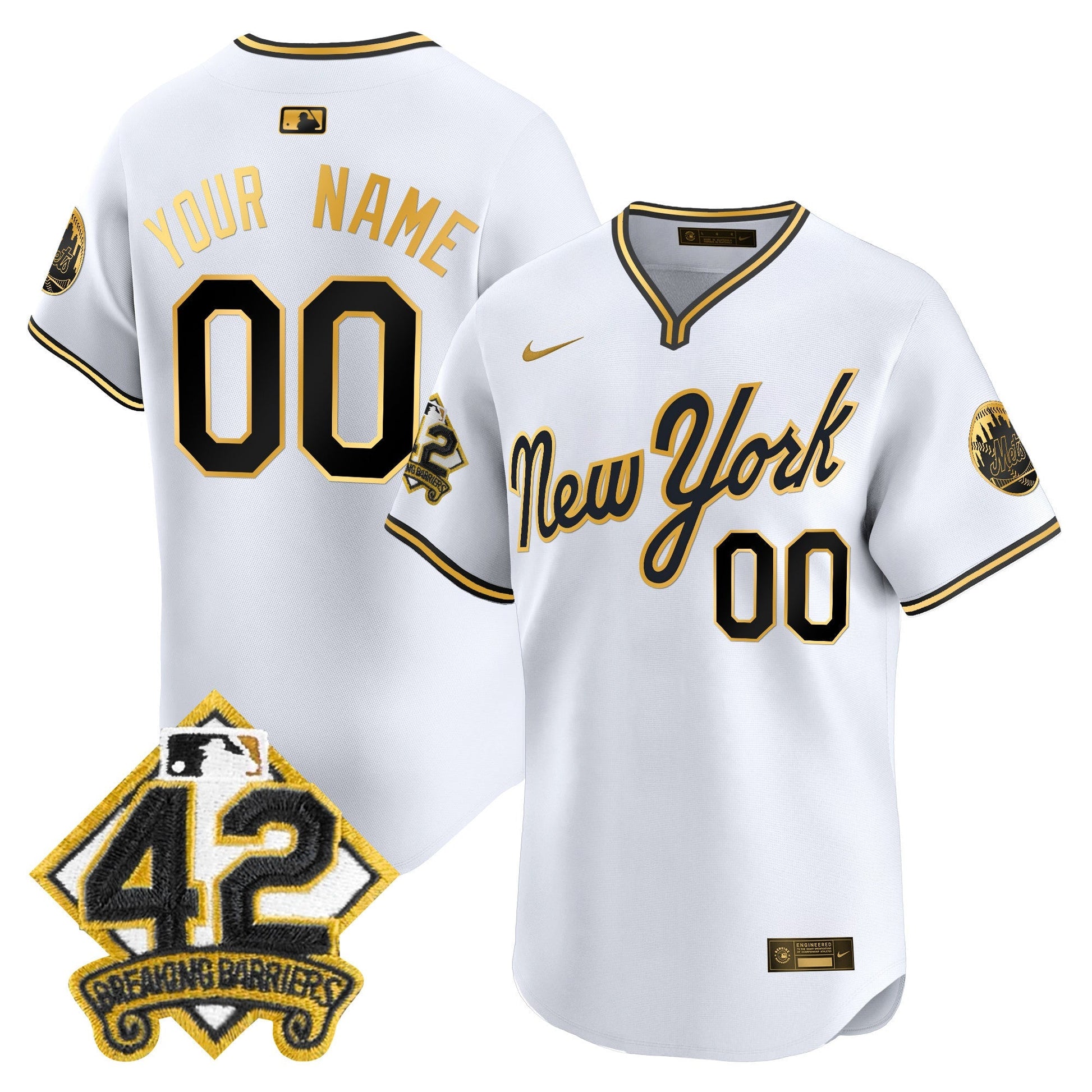 New York Mets 2025 Jackie Robinson Patch Road Alternate Custom Jersey – All Stitched