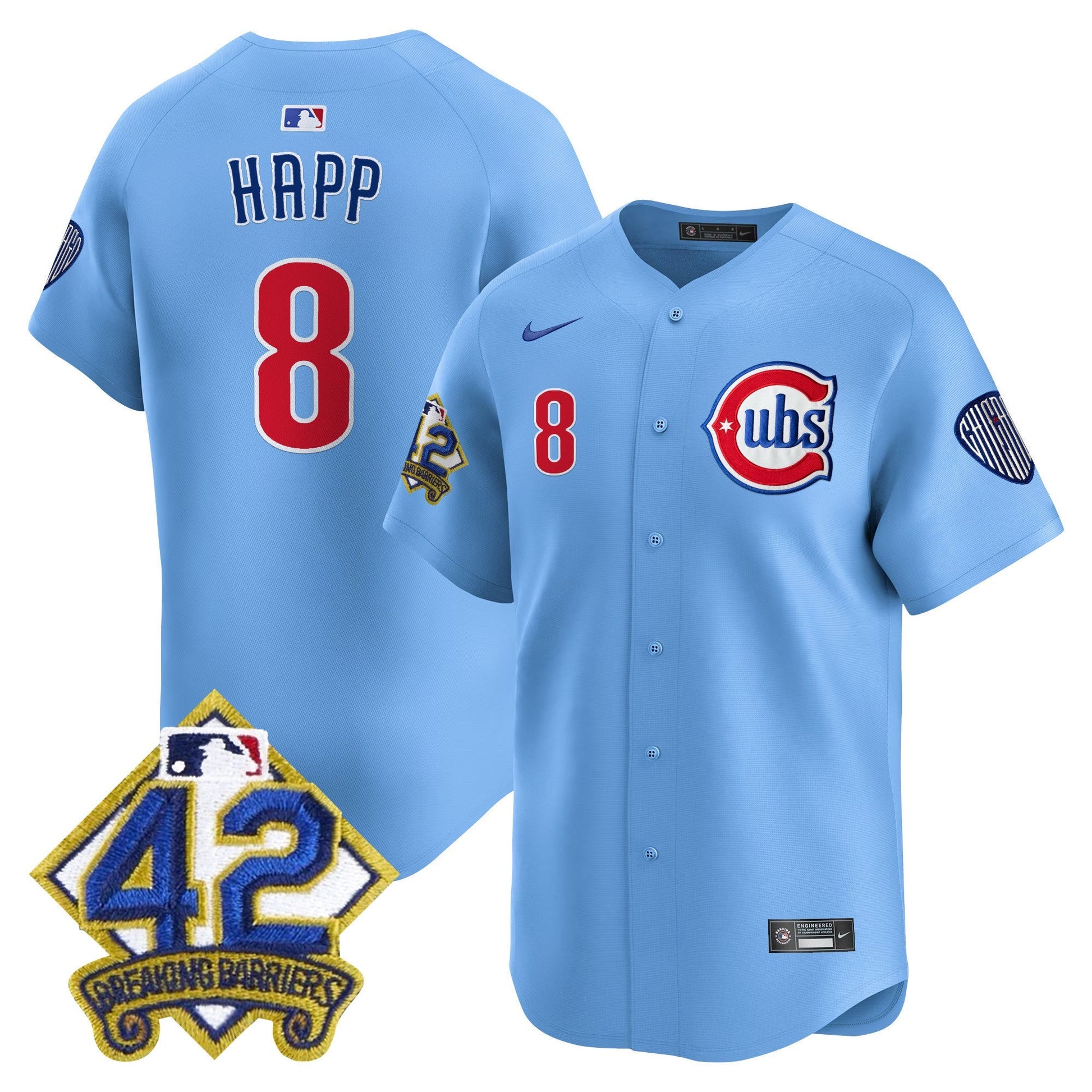 Men's Chicago Cubs 2025 Jackie Robinson Patch Vapor Premier Limited Jersey - All Stitched