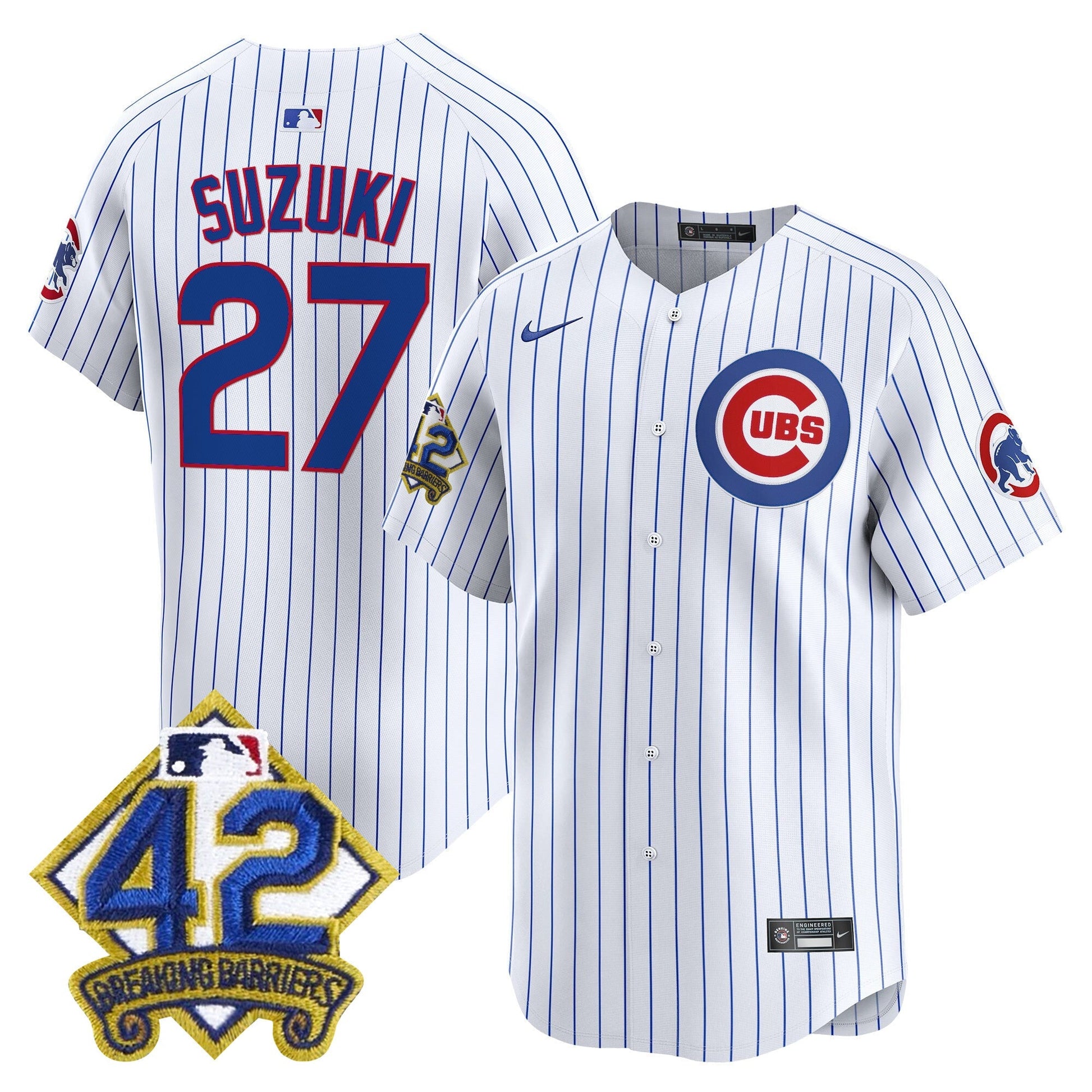 Men's Chicago Cubs 2025 Jackie Robinson Patch Vapor Premier Limited Jersey - All Stitched