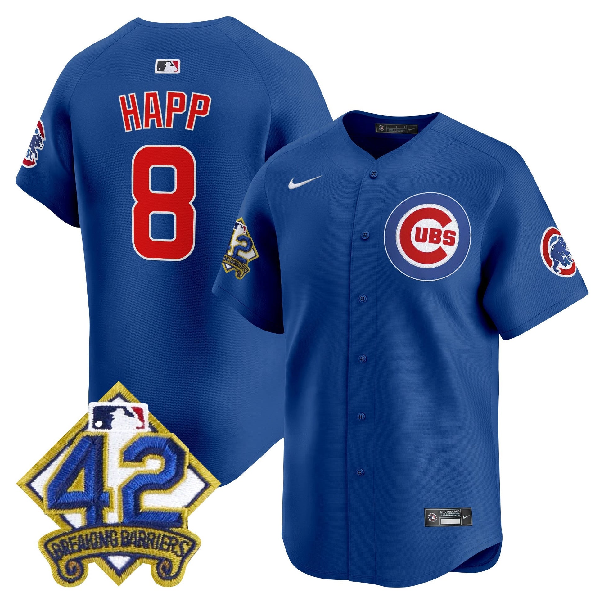 Men's Chicago Cubs 2025 Jackie Robinson Patch Vapor Premier Limited Jersey - All Stitched