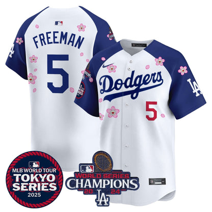 Men's Dodgers Tokyo Series 2025 World Series Champions Patch Vapor Premier Limited Jersey - Stitched