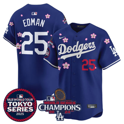 Men's Dodgers Tokyo Series 2025 World Series Champions Patch Vapor Premier Limited Jersey - Stitched