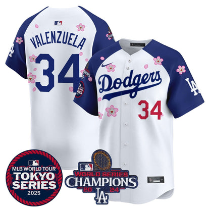 Men's Dodgers Tokyo Series 2025 World Series Champions Patch Vapor Premier Limited Jersey - Stitched
