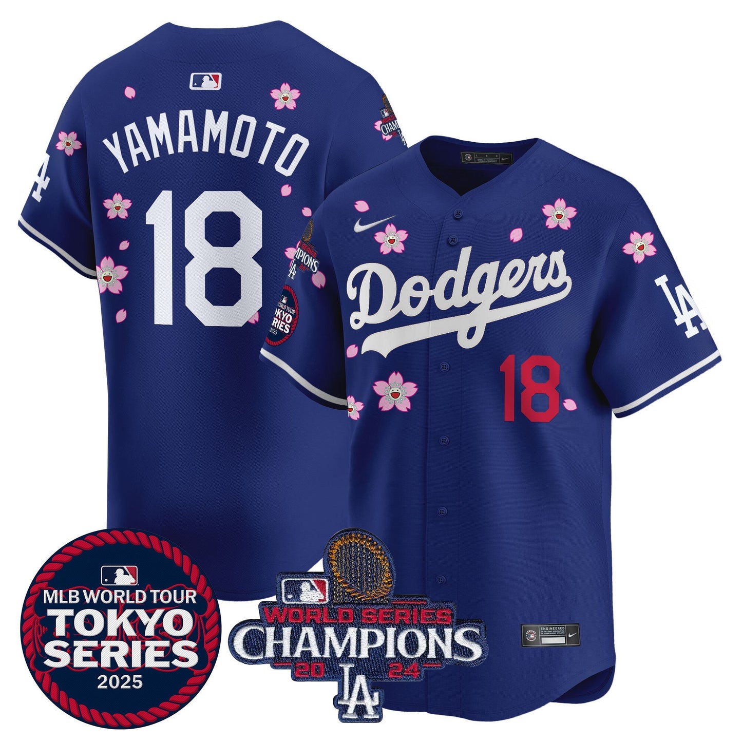 Men's Dodgers Tokyo Series 2025 World Series Champions Patch Vapor Premier Limited Jersey - Stitched