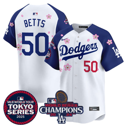 Men's Dodgers Tokyo Series 2025 World Series Champions Patch Vapor Premier Limited Jersey - Stitched
