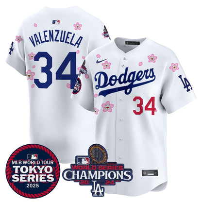Men's Dodgers Tokyo Series 2025 World Series Champions Patch Vapor Premier Limited Jersey - Stitched