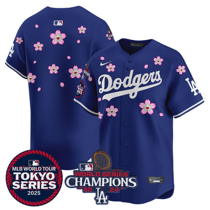 Men's Dodgers Tokyo Series 2025 World Series Champions Patch Vapor Premier Limited Jersey - Stitched