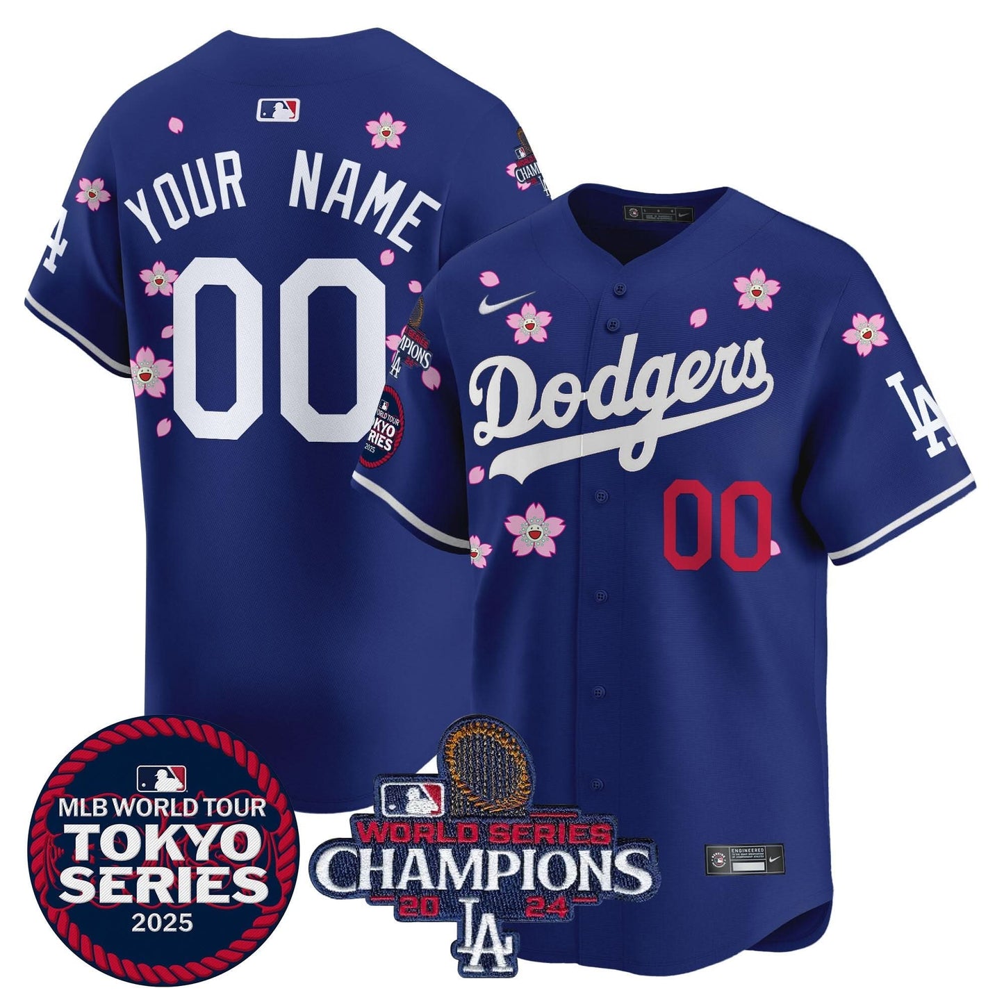 Dodgers Tokyo Series 2025 World Series Champions Patch Vapor Premier Limited Custom Jersey - Stitched