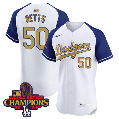 Men's Dodgers 2025 Gold Vapor Premier Elite Jersey - All Stitched