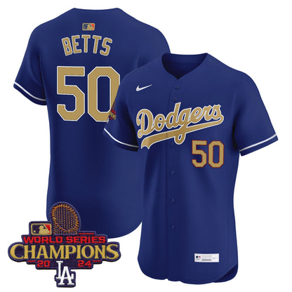Men's Dodgers 2025 Gold Vapor Premier Elite Jersey - All Stitched
