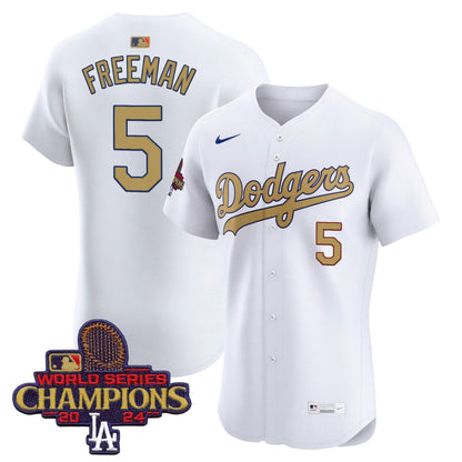 Men's Dodgers 2025 Gold Vapor Premier Elite Jersey - All Stitched