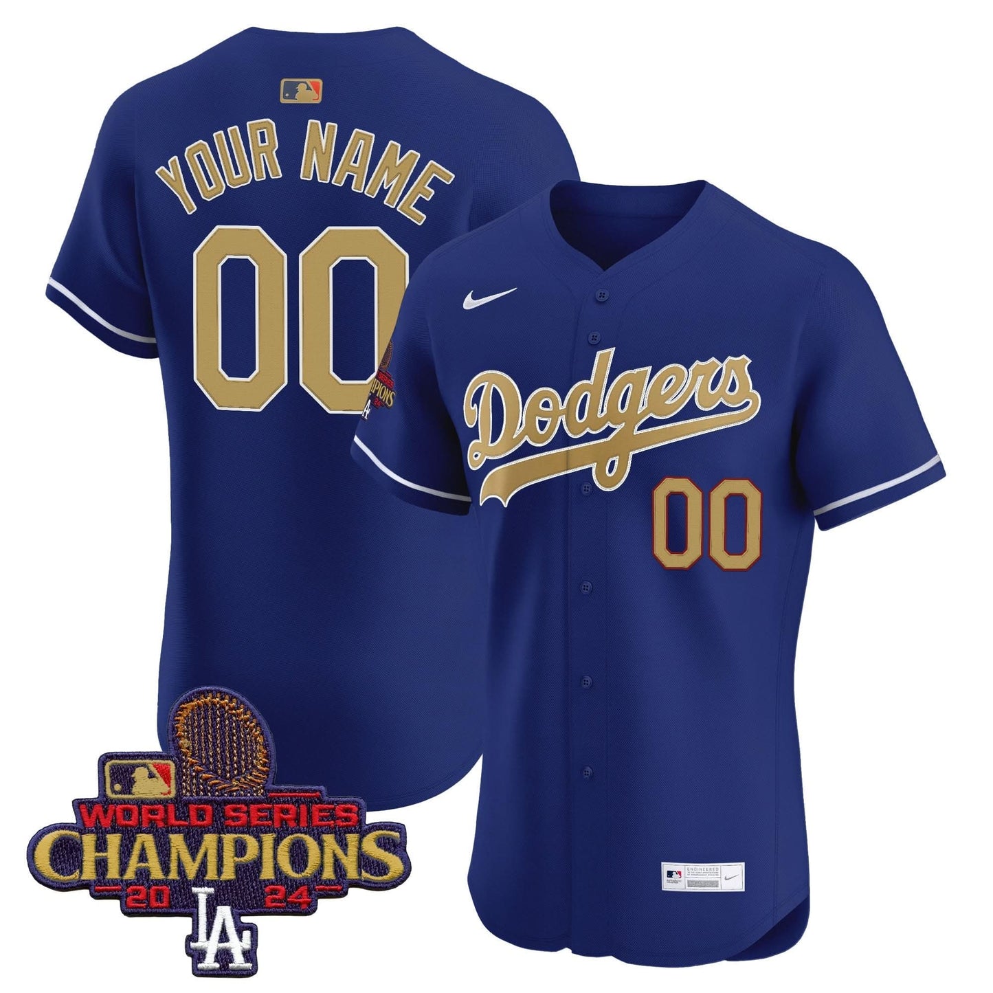 Dodgers 2025 Gold Vapor Premier Elite Custom Jersey - All Stitched