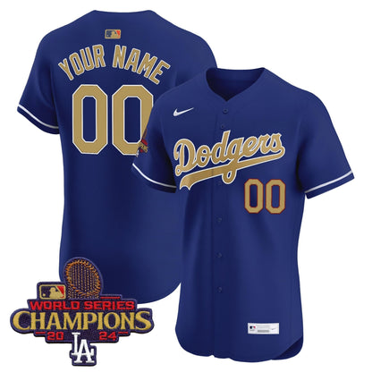 Dodgers 2025 Gold Vapor Premier Elite Custom Jersey - All Stitched
