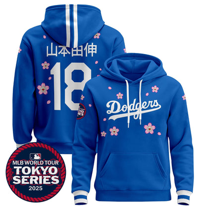 Men's Dodgers Tokyo Series 2025 Pullover Hoodie V2 - Stitched
